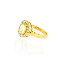 Load image into Gallery viewer, Oval Shaped Yellow Aquamarine &amp; Diamond Ring 14k Yellow Gold
