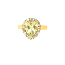Load image into Gallery viewer, Pear Shaped Yellow Aquamarine &amp; Diamond Ring 14k Yellow Gold
