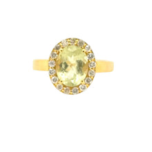 Load image into Gallery viewer, Oval Shaped Yellow Aquamarine &amp; Diamond Ring 14k Yellow Gold
