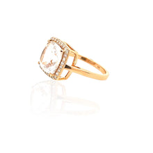 Load image into Gallery viewer, Square Cushion Cut Morganite & Diamond Ring 14k Rose Gold