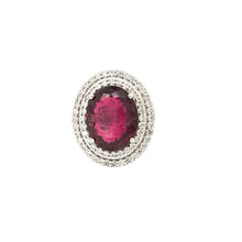 Load image into Gallery viewer, Diamond Rubellite Cocktail Ring 14k White Gold
