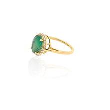 Load image into Gallery viewer, Oval Cut Emerald Diamond Ring 14k Yellow Gold
