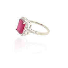 Load image into Gallery viewer, Emerald Cut Ruby Ring 14k White Gold