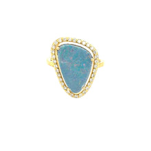 Load image into Gallery viewer, Blue Opal & Diamond Ring 14k Yellow Gold