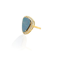 Load image into Gallery viewer, Blue Opal & Diamond Ring 14k Yellow Gold