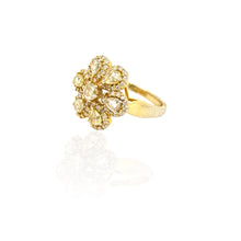 Load image into Gallery viewer, Flower Cluster Cocktail Ring 18k Yellow Gold