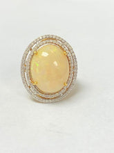 Load image into Gallery viewer, 0.58Ct Diamond 7.50Ct Opal 18K Gold Oval-Shaped Ring