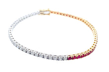 Load image into Gallery viewer, Half Natural Diamonds Half Ruby(2.1Ct) 14k Gold Tennis Bracelet
