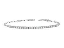 Load image into Gallery viewer, 1.50Ct Diamond half and half Bracelet in 14K Gold Paper Clip Chain
