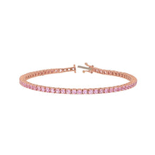 Load image into Gallery viewer, TENNIS BRACELET WITH PINK SAPPHIRE IN 14KT ROSE GOLD