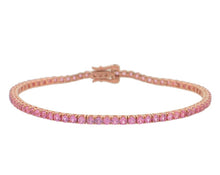Load image into Gallery viewer, TENNIS BRACELET WITH PINK SAPPHIRE IN 14KT ROSE GOLD