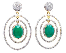 Load image into Gallery viewer, 1.9Ct Diamond 3.65Ct Emerald 18K Yellow Gold Earring