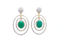 Load image into Gallery viewer, 1.9Ct Diamond 3.65Ct Emerald 18K Yellow Gold Earring