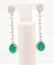 Load image into Gallery viewer, 0.8Ct Diamond 2.4Cts Emerald 18K White Gold Swing Earring