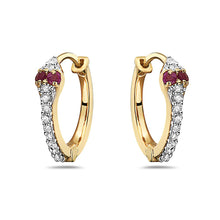 Load image into Gallery viewer, Mini Diamond Snake Hoop - Ruby Eyes