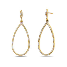 Load image into Gallery viewer, 1.05Ct Diamond 14K Yellow Gold Teardrop Earring