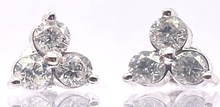 Load image into Gallery viewer, 2Ct Diamond 14K White Gold Three Stone Stud Earring