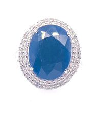 Load image into Gallery viewer, 0.42Ct Diamond 8.1Ct Sapphire 14K White Gold Ring