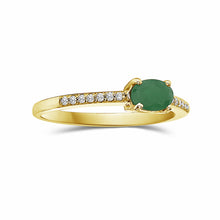 Load image into Gallery viewer, Diamond Oval Emerald Ring