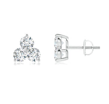 Load image into Gallery viewer, 2Ct Diamond 14K White Gold Three Stone Stud Earring