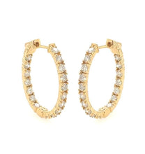 Load image into Gallery viewer, 1.42Ct Diamond 14K Yellow Gold Oval Hoop(1"inch)