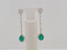 Load image into Gallery viewer, 0.8Ct Diamond 2.4Cts Emerald 18K White Gold Swing Earring