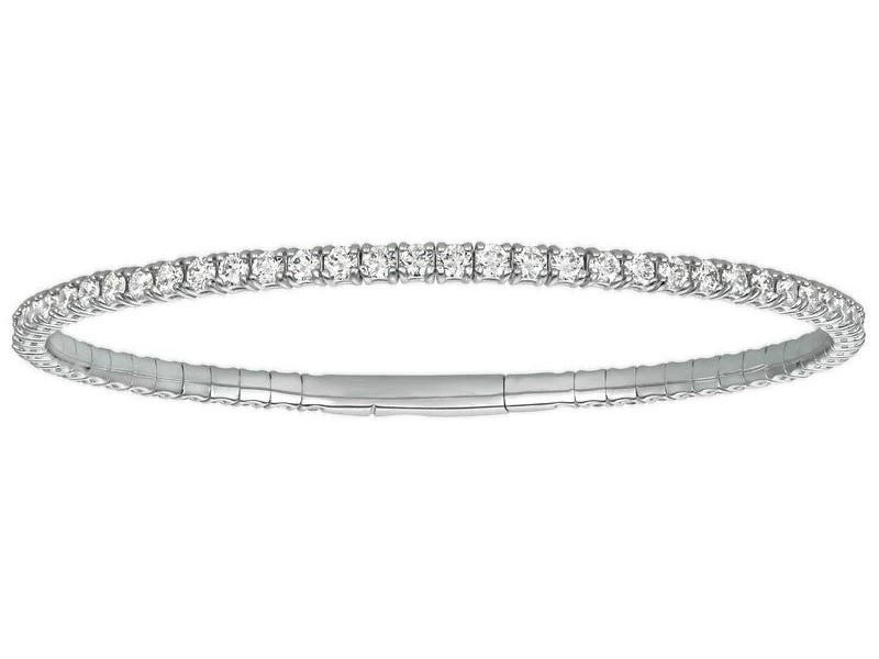 6 Ct LAB Diamond All Around flexible bangle bracelet 14K White Gold 7