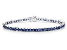 Load image into Gallery viewer, 5.15 Ct Round Sapphire tennis bracelet 14K white gold
