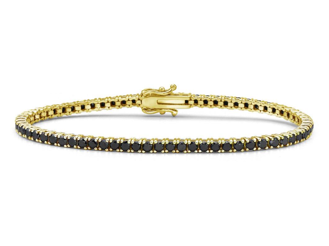 4.75Ct Black Diamond 14K Gold Tennis Bracelet