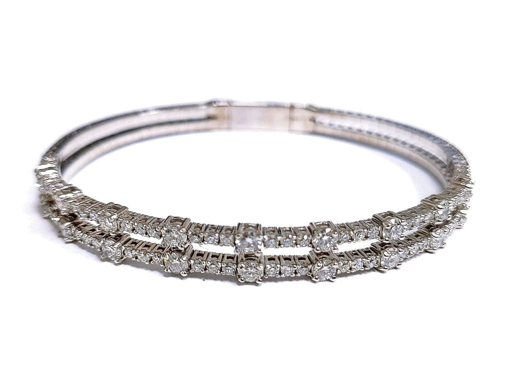 3.25Ct Diamond Hinged Bangle 14K White Gold