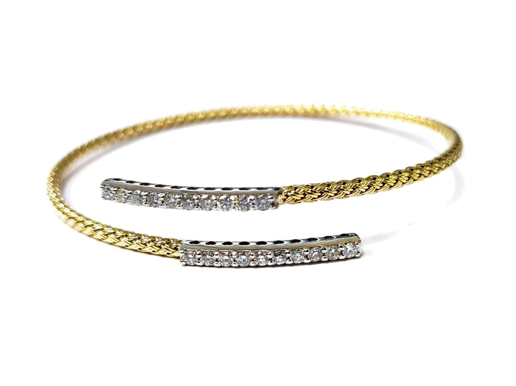 0.70Ct Diamond Open Bangle 14K Yellow Gold