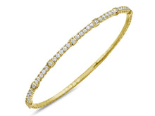 Load image into Gallery viewer, 1.35Ct Bezel set Diamond station Bangle 14K Yellow and White Gold
