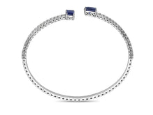 Load image into Gallery viewer, 1.10Ct Diamond 1.75Ct Blue Sapphire Open Flexi Bangle 14K White Gold
