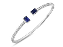 Load image into Gallery viewer, 1.10Ct Diamond 1.75Ct Blue Sapphire Open Flexi Bangle 14K White Gold
