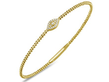 Load image into Gallery viewer, 0.20Ct Diamond Evil Eye Flexible Bangle 14K Yellow and Yellow Gold

