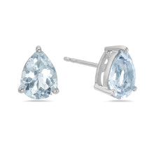 Load image into Gallery viewer, Pear Shaped Aquamarine Stud Earring 14K Gold
