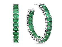 Load image into Gallery viewer, 7Ct Emerald Round Hoop 14K Gold
