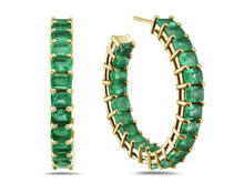 Load image into Gallery viewer, 7Ct Emerald Round Hoop 14K Gold
