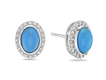 Load image into Gallery viewer, 1.52Ct Turquoise Halo Stud Earring 14K Yellow and White Gold
