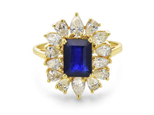 Load image into Gallery viewer, 1.40Ct Diamond 2.65Ct Sapphire Cocktail Ring 14K Yellow Gold
