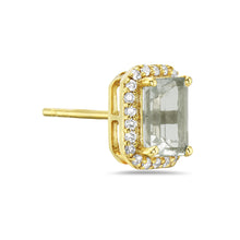 Load image into Gallery viewer, 0.20Ct Diamond &amp; 1.05Ct Aquamarine Stud Earring 14K Yellow Gold
