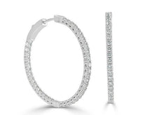 Load image into Gallery viewer, 1.10Ct Diamond in &amp; Out thin Round Hoop 14K Gold Earring
