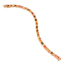 Load image into Gallery viewer, 0.70 CT DIAMOND &amp; 14K YELLOW GOLD WITH MULTI SAPPHIRE BAGUETTE BRACELET
