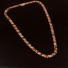 Load image into Gallery viewer, 1.55 CT DIAMOND &amp; 14K YELLOW GOLD WITH MULTI SAPPHIRE BAGUETTE NECKLACE
