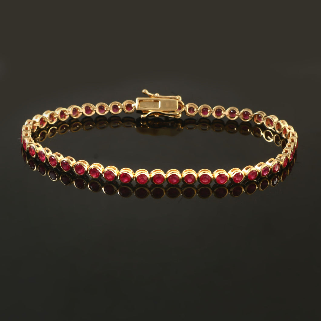 4.20 CT RUBY BEZEL SETTING 14K YELLOW GOLD BRACELET