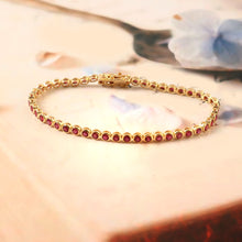 Load image into Gallery viewer, 4.20 CT RUBY BEZEL SETTING 14K YELLOW GOLD BRACELET
