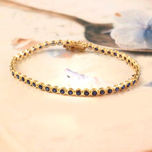 Load image into Gallery viewer, 4.60 CT BLUE SAPPHIRE BEZEL SETTING 14K YELLOW GOLD BRACELET
