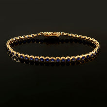 Load image into Gallery viewer, 4.60 CT BLUE SAPPHIRE BEZEL SETTING 14K YELLOW GOLD BRACELET
