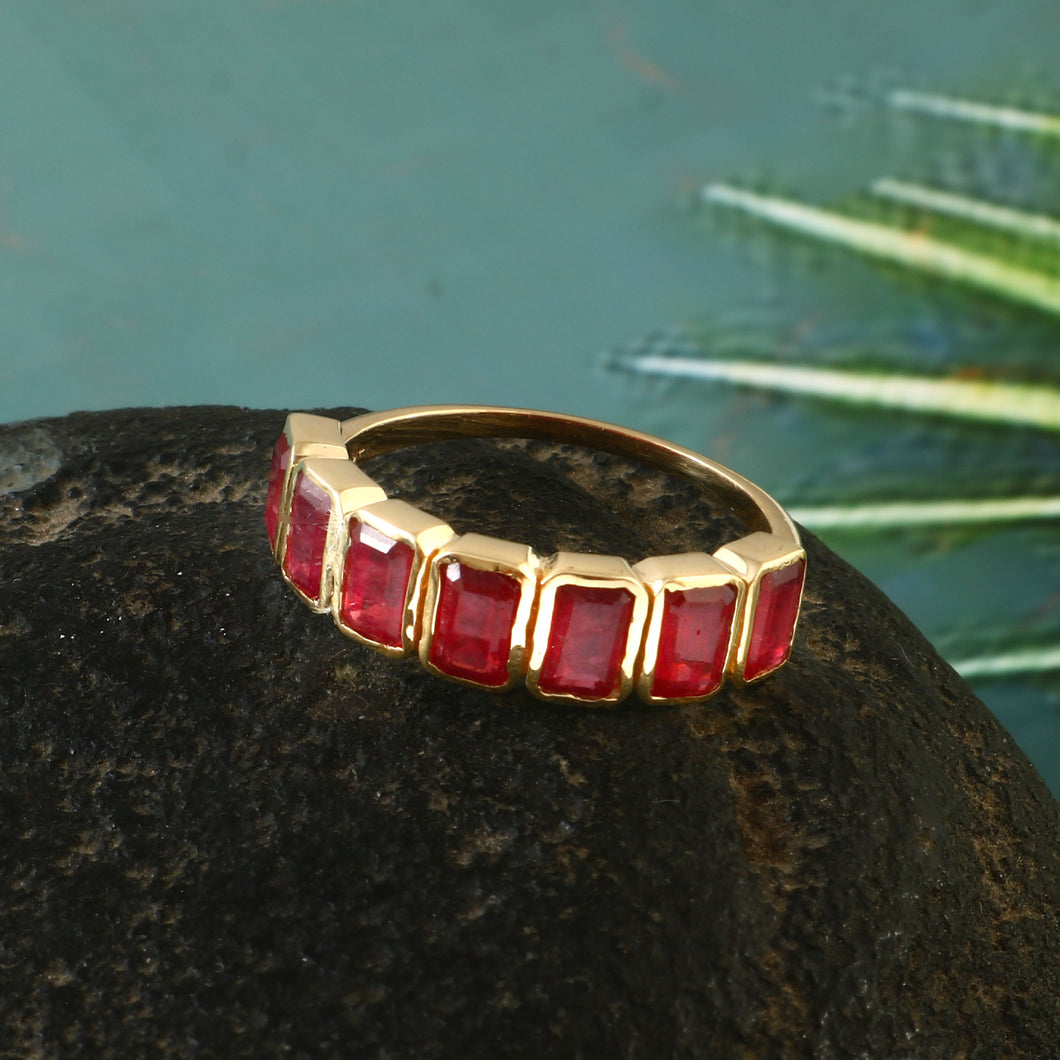 3.00 CT RUBY OCTAGON BEZEL SETTING 14K YELLOW GOLD RING