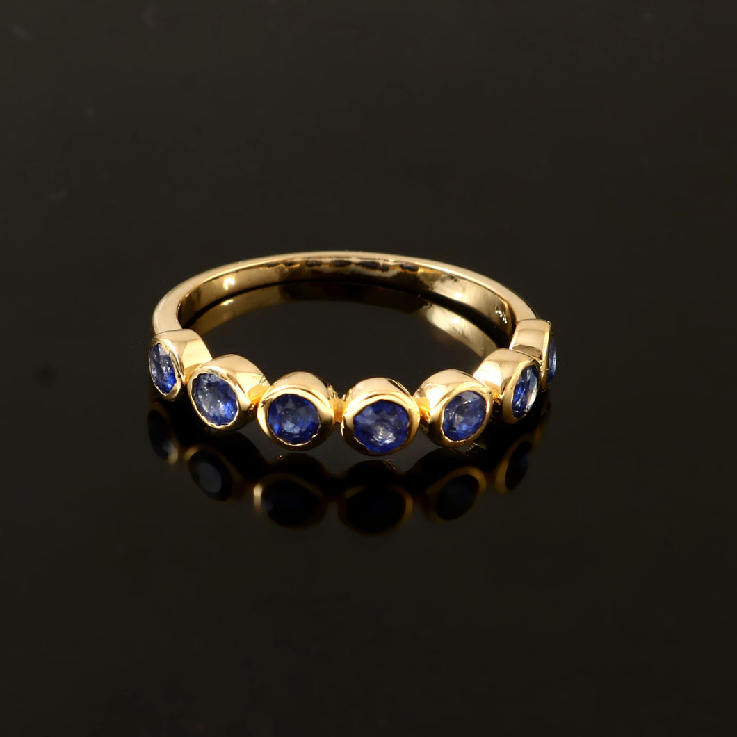 1.20 CT BLUE SAPPHIRE BEZEL SETTING 14K YELLOW GOLD RING